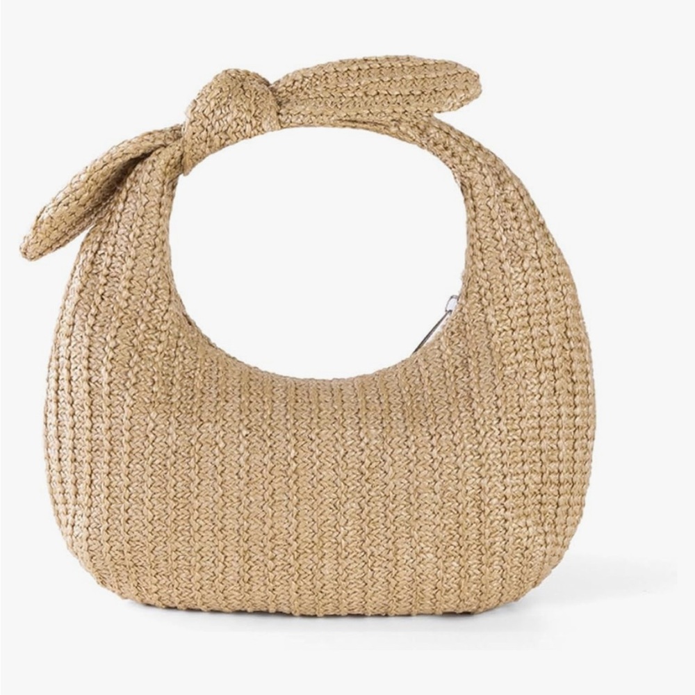 Knotted Handle Straw Handbag